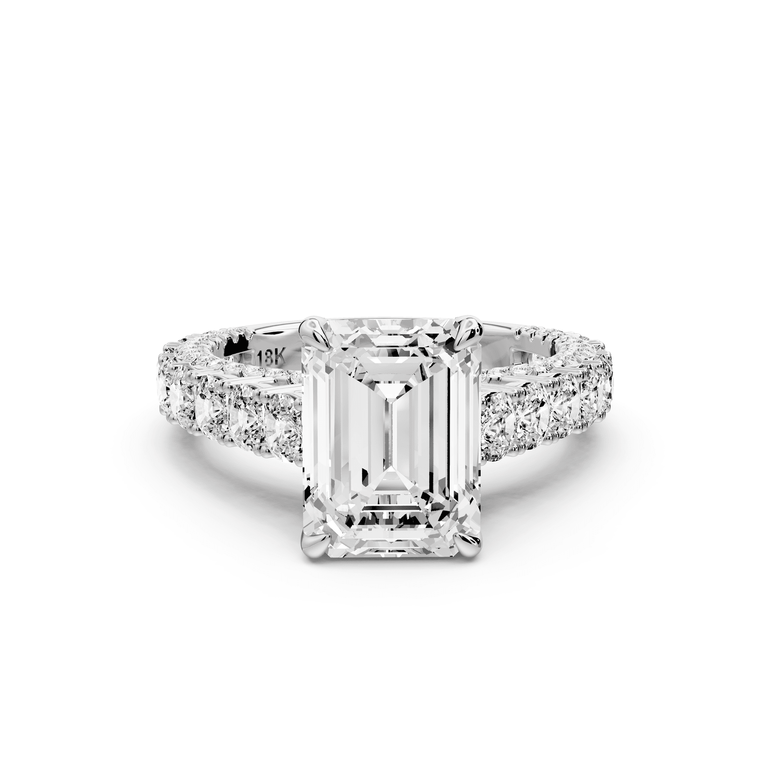 Ivy - 3ct platinum emerald Diamond Crown Cathedral Rollover Pavé Engagement Ring - Mr. Alex Jewelry