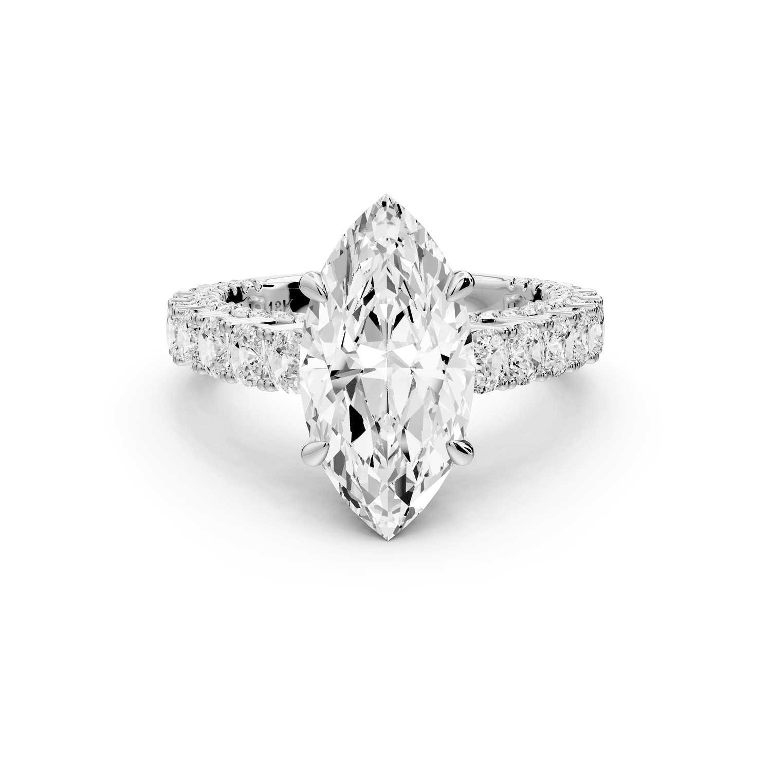 Ivy - 3ct platinum marquise Diamond Crown Cathedral Rollover Pavé Engagement Ring - Mr. Alex Jewelry