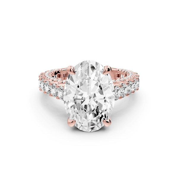 Ivy - 5ct 18k rose gold oval Diamond Crown Cathedral Rollover Pavé Engagement Ring - Mr. Alex Jewelry