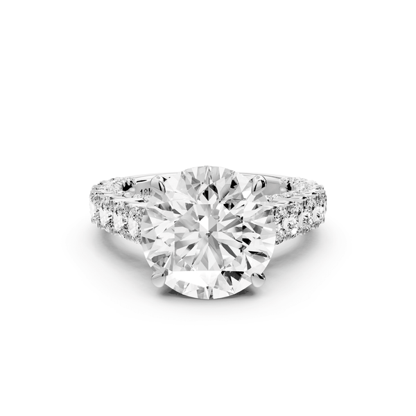 Ivy - 5ct platinum round Diamond Crown Cathedral Rollover Pavé Engagement Ring - Mr. Alex Jewelry