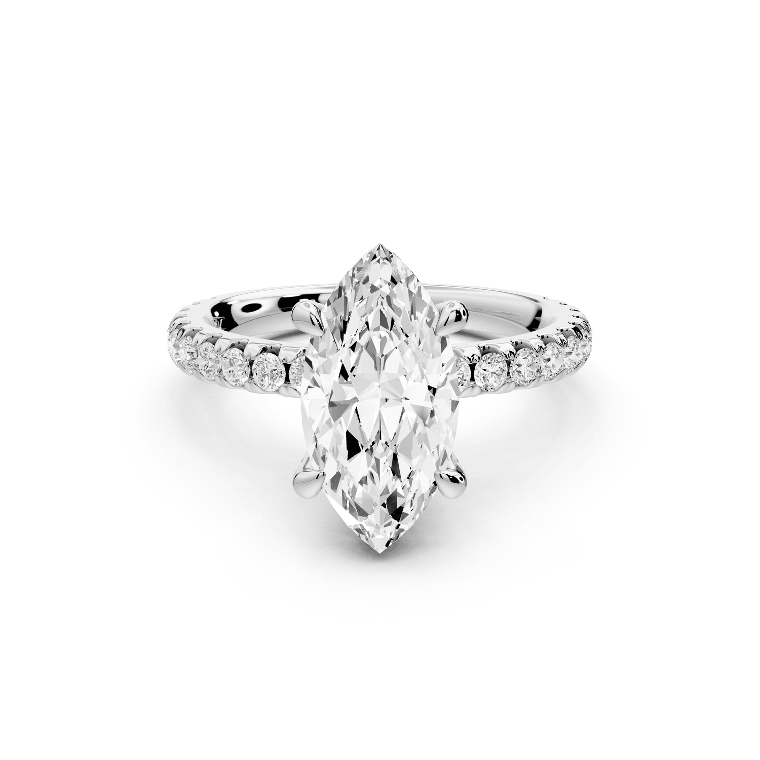 Jade - 2ct 14k white gold marquise hidden halo diamond crown and bridge pavé engagement ring - Mr. Alex Jewelry