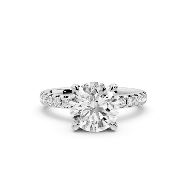 Jade - 2ct 18k white gold round hidden halo diamond crown and bridge pavé engagamnet ring - Mr. Alex Jewelry
