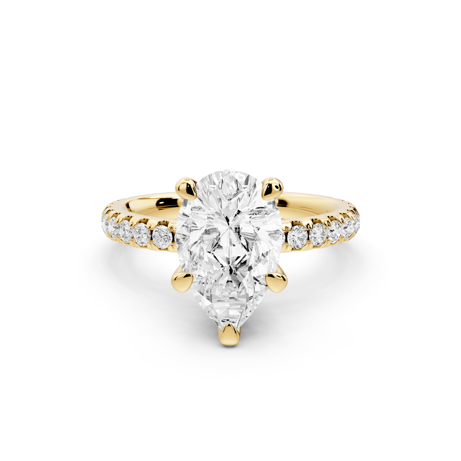 Jade - 2ct 18k yellow gold pear hidden halo diamond crown and bridge pavé engagamnet ring - Mr. Alex Jewelry