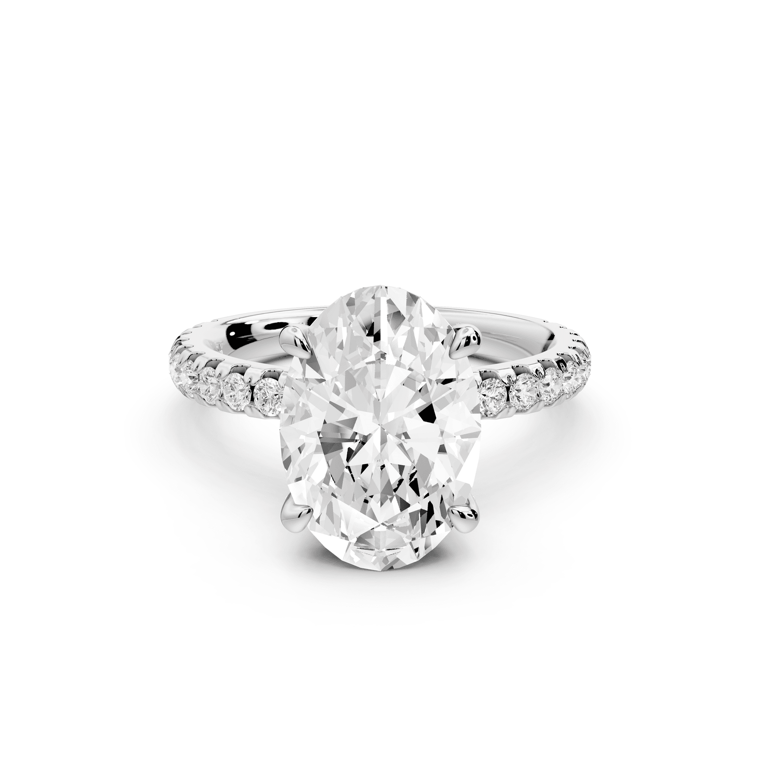 Jade - 3ct platinum oval hidden halo diamond crown and bridge pavé engagamnet ring - Mr. Alex Jewelry