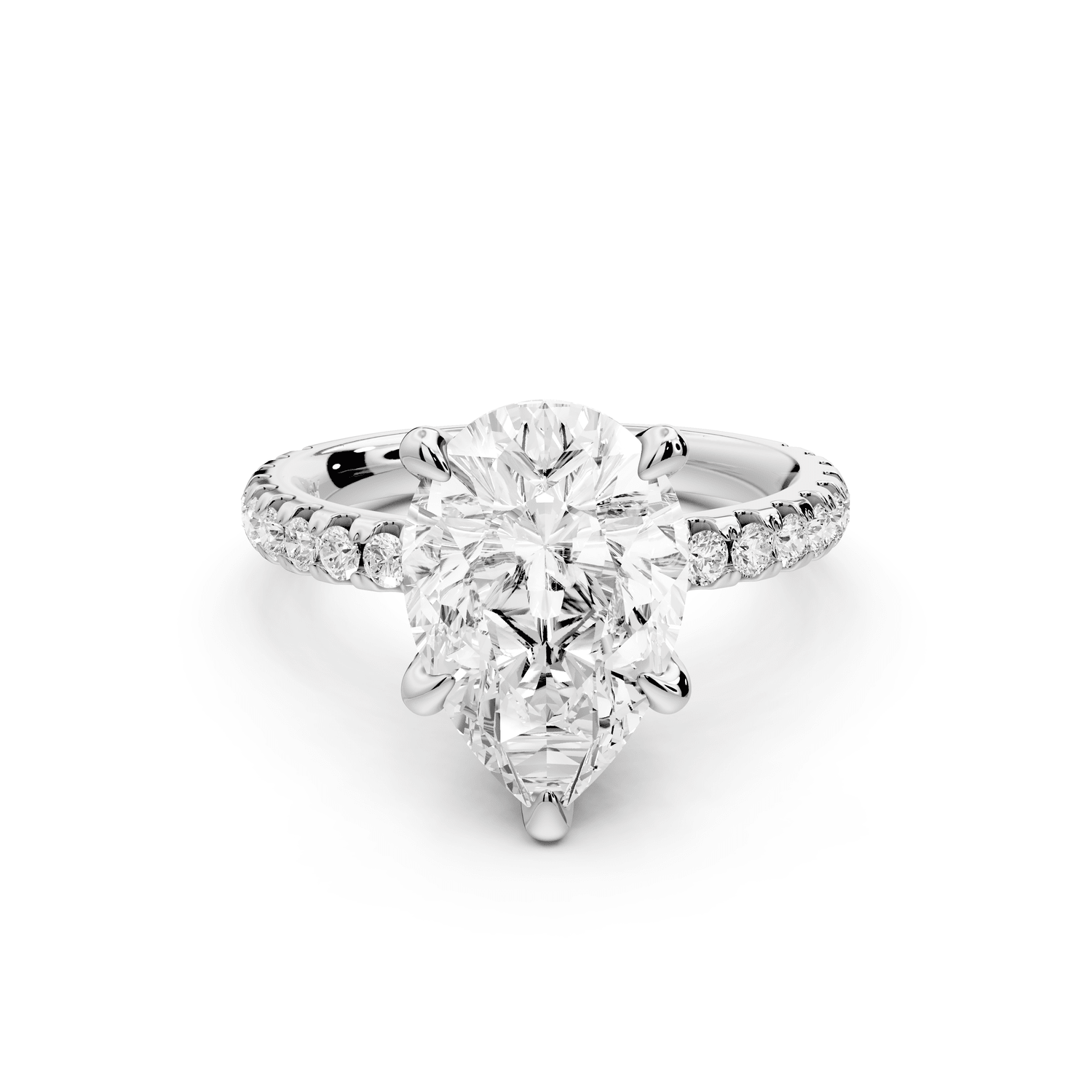 Jade - 3ct platinum pear hidden halo diamond crown and bridge pavé engagamnet ring - Mr. Alex Jewelry