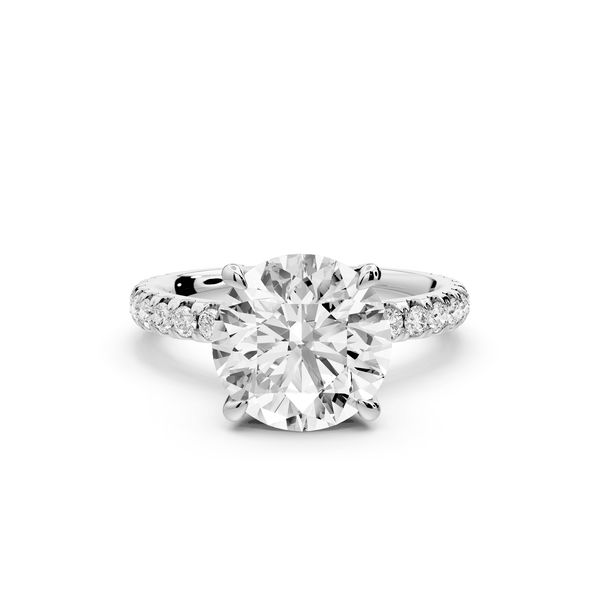 Jade - 3ct platinum round hidden halo diamond crown and bridge pavé engagamnet ring - Mr. Alex Jewelry