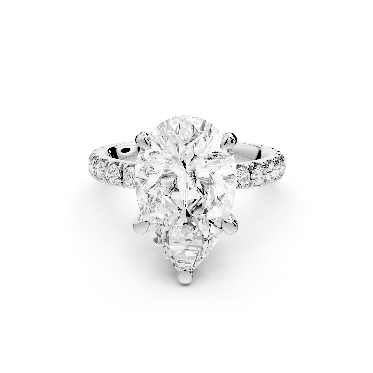 Jade - 4ct 18k white gold pear hidden halo diamond crown and bridge pavé engagamnet ring - Mr. Alex Jewelry