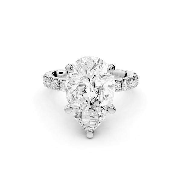 Jade - 4ct platinum pear hidden halo diamond crown and bridge pavé engagamnet ring - Mr. Alex Jewelry