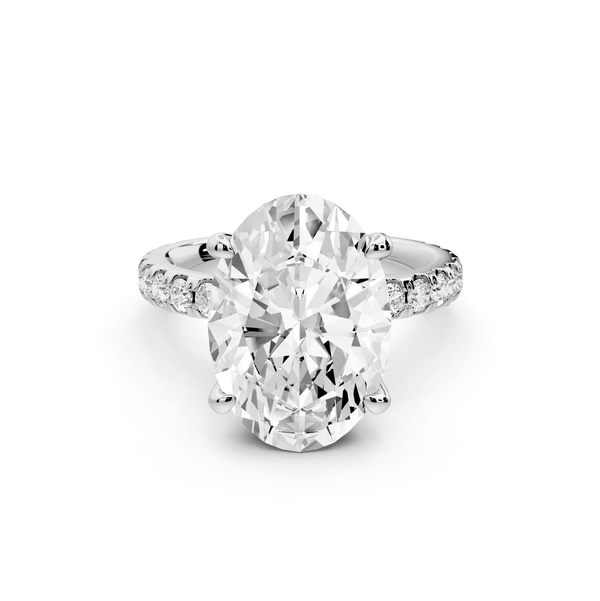 Jade - 5ct 18k white gold oval hidden halo diamond crown and bridge pavé engagamnet ring - Mr. Alex Jewelry