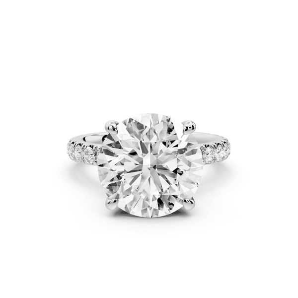 Jade - 5ct 18k white gold round hidden halo diamond crown and bridge pavé engagamnet ring - Mr. Alex Jewelry