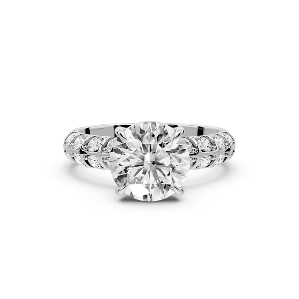Jessica - 2ct 14k white gold Round Split-Shank Engagement Ring with Double-Row Shared-Prong Pavé Band - Mr. Alex Jewelry