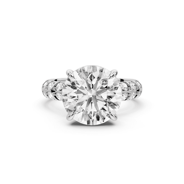 Jessica - 4ct 14k white gold Round Split-Shank Engagement Ring with Double-Row Shared-Prong Pavé Band - Mr. Alex Jewelry