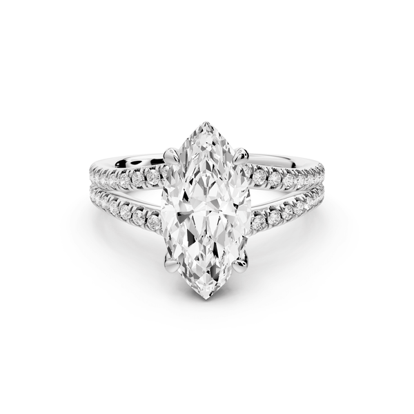 Liora - 2ct 14k white gold marquise Hidden Halo Micro Pavé Split Shank Engagement Ring - Mr. Alex Jewelry