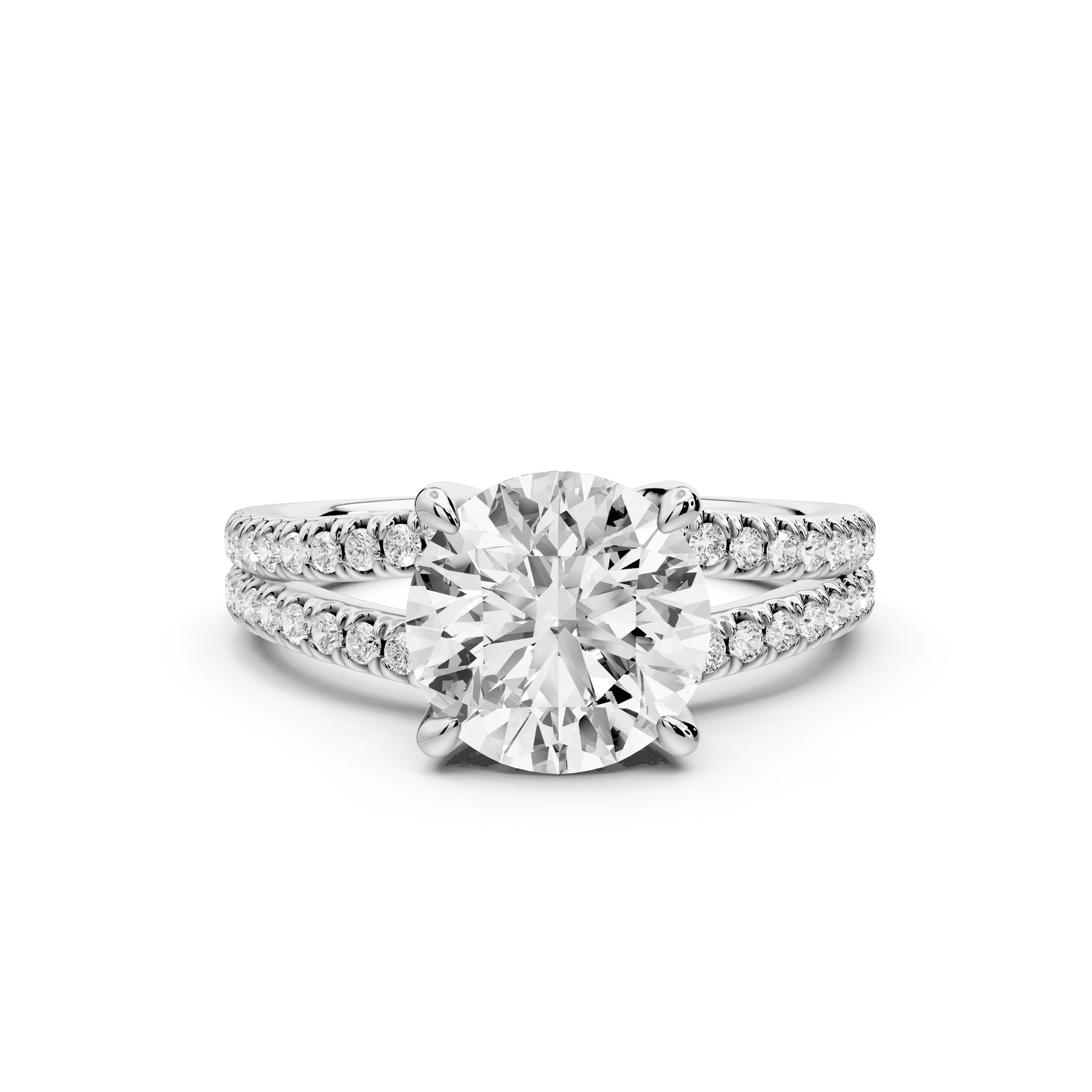 Liora - 2ct 14k white gold round Hidden Halo Micro Pavé Split Shank Engagement Ring - Mr. Alex Jewelry