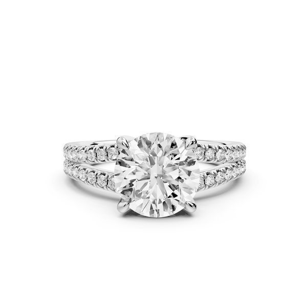 Liora - 2ct 14k white gold round Hidden Halo Micro Pavé Split Shank Engagement Ring - Mr. Alex Jewelry