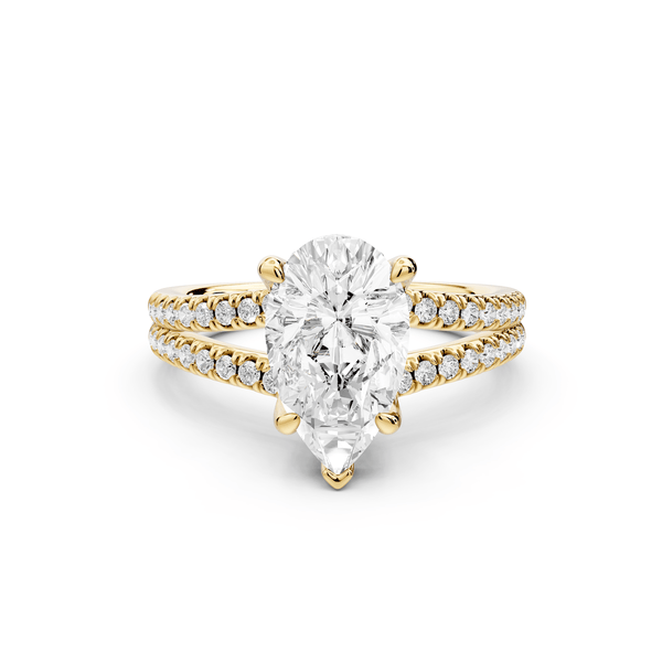 Liora - 2ct 18k yellow gold pear Hidden Halo Micro Pavé Split Shank Engagement Ring - Mr. Alex Jewelry