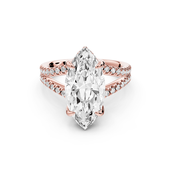 Liora - 3ct 14k rose gold marquise Hidden Halo Micro Pavé Split Shank Engagement Ring - Mr. Alex Jewelry