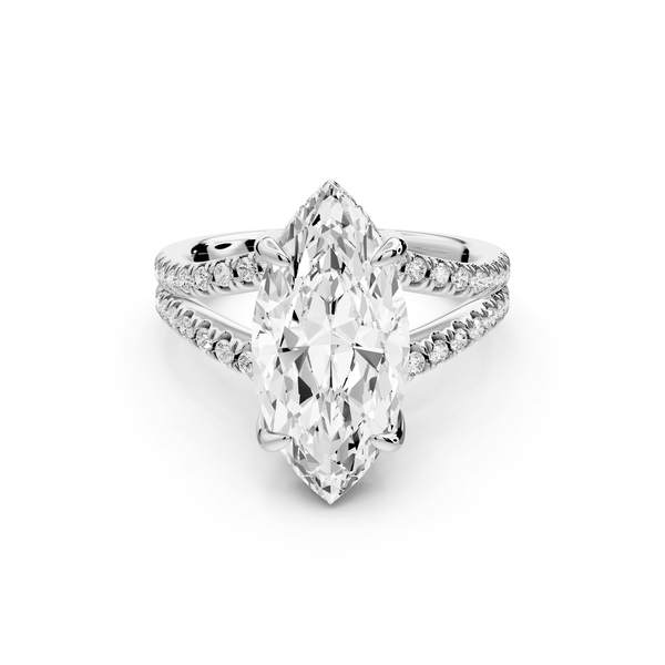 Liora - 3ct 14k white gold marquise Hidden Halo Micro Pavé Split Shank Engagement Ring - Mr. Alex Jewelry