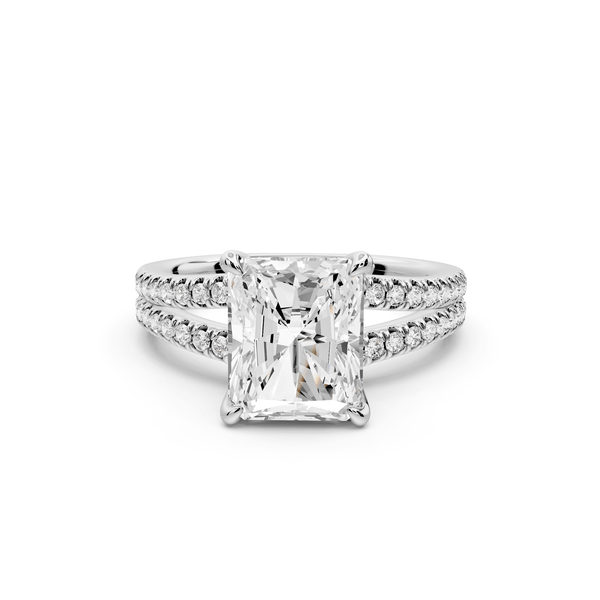 Liora - 3ct platinum radiant Hidden Halo Micro Pavé Split Shank Engagement Ring - Mr. Alex Jewelry