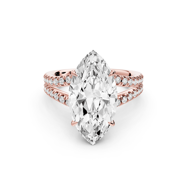 Liora - 5ct 14k rose gold marquise Hidden Halo Micro Pavé Split Shank Engagement Ring - Mr. Alex Jewelry