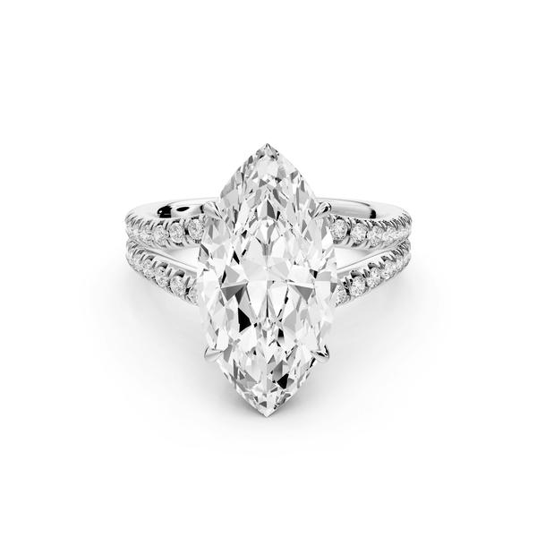 Liora - 5ct 14k white gold marquise Hidden Halo Micro Pavé Split Shank Engagement Ring - Mr. Alex Jewelry