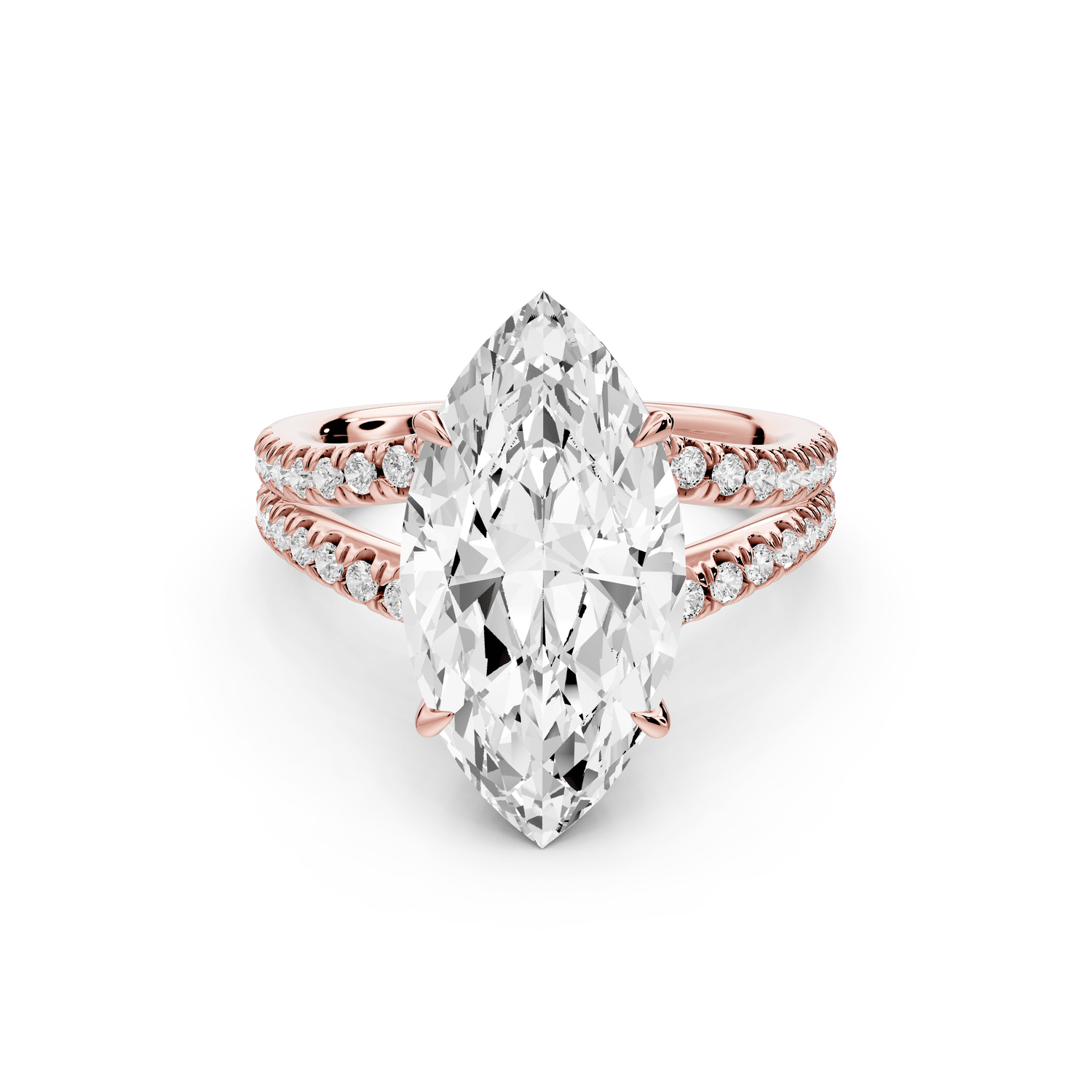 Liora - 5ct 18k rose gold marquise Hidden Halo Micro Pavé Split Shank Engagement Ring - Mr. Alex Jewelry