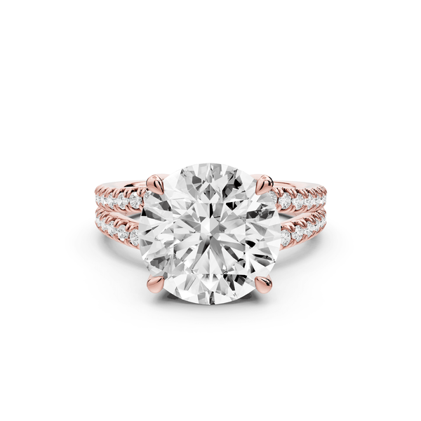Liora - 5ct 18k rose gold round Hidden Halo Micro Pavé Split Shank Engagement Ring - Mr. Alex Jewelry