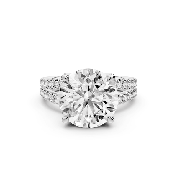 Liora - 5ct 18k white gold round Hidden Halo Micro Pavé Split Shank Engagement Ring - Mr. Alex Jewelry