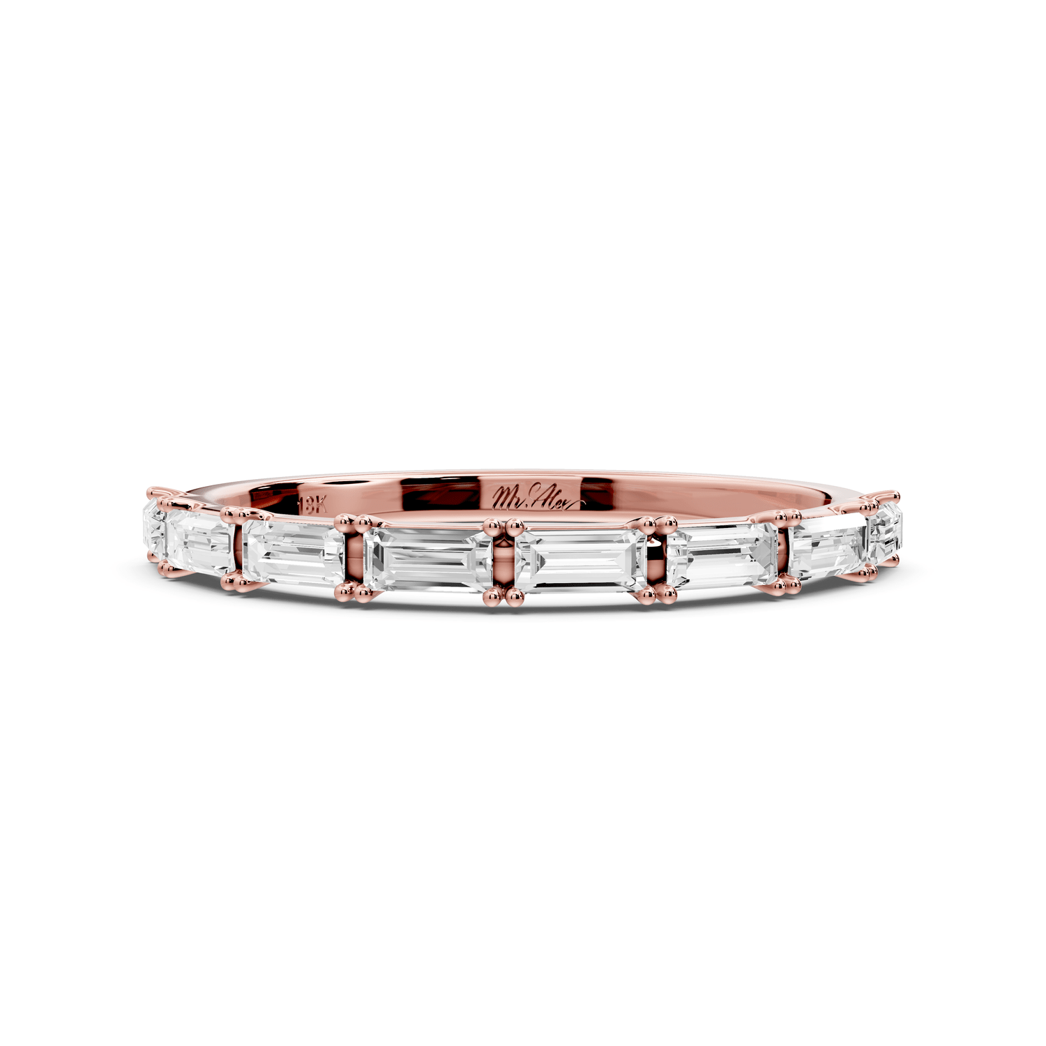 Lorian - 0.37ct 18k rose gold Baguette Diamond Eternity Band Ring - Mr. Alex Jewelry