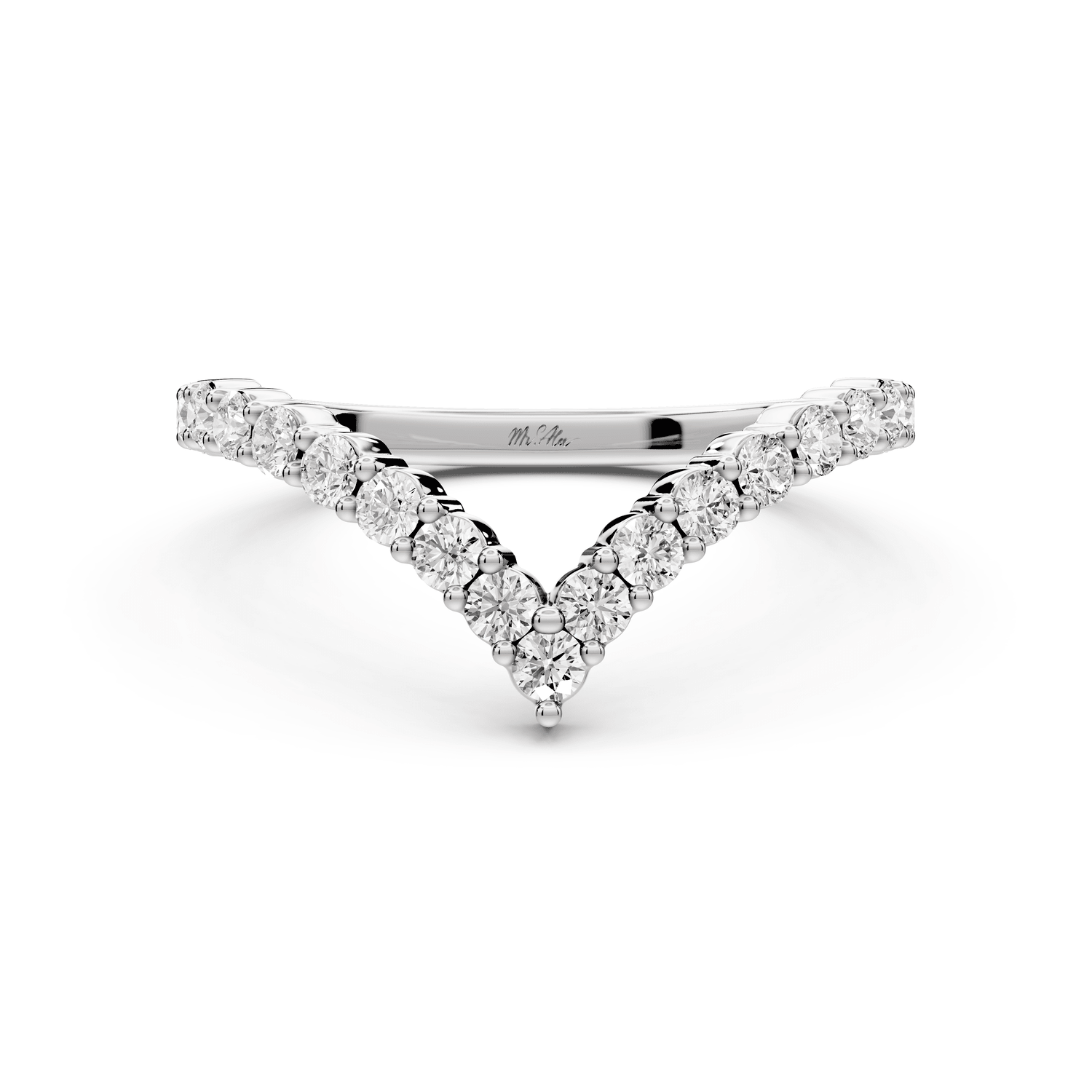 Loriel - 0.46ct 18k white gold Chevron Diamond Wedding Band Ring - Mr. Alex Jewelry