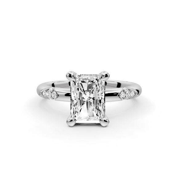 Luna - 2ct 14k white gold radiant Diamond Crown with Flush - Set Diamond Clusters Engagement Ring - Mr. Alex Jewelry
