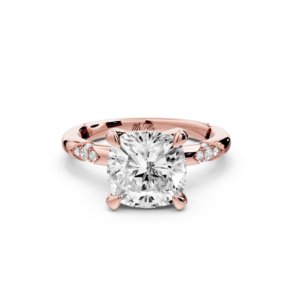 Luna - 3ct 14k rose gold cushion Diamond Crown with Flush - Set Diamond Clusters Engagement Ring - Mr. Alex Jewelry
