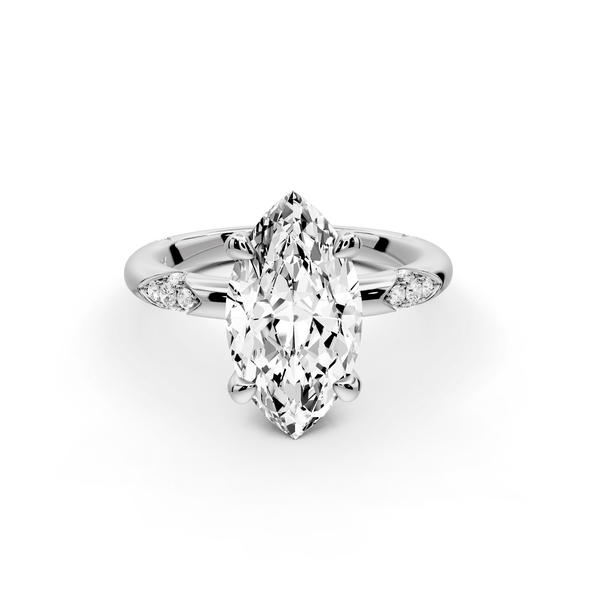 Luna - 3ct 14k white gold marquise Diamond Crown with Flush - Set Diamond Clusters Engagement Ring - Mr. Alex Jewelry