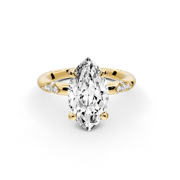 Luna - 3ct 14k yellow gold marquise Diamond Crown with Flush - Set Diamond Clusters Engagement Ring - Mr. Alex Jewelry