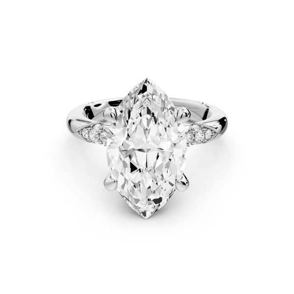 Luna - 4ct 14k white gold marquise Diamond Crown with Flush - Set Diamond Clusters Engagement Ring - Mr. Alex Jewelry