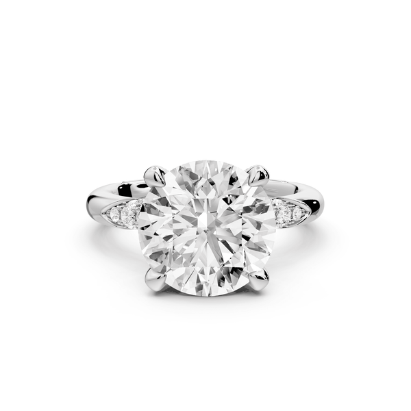 Luna - 4ct 14k white gold round Diamond Crown with Flush - Set Diamond Clusters Engagement Ring - Mr. Alex Jewelry