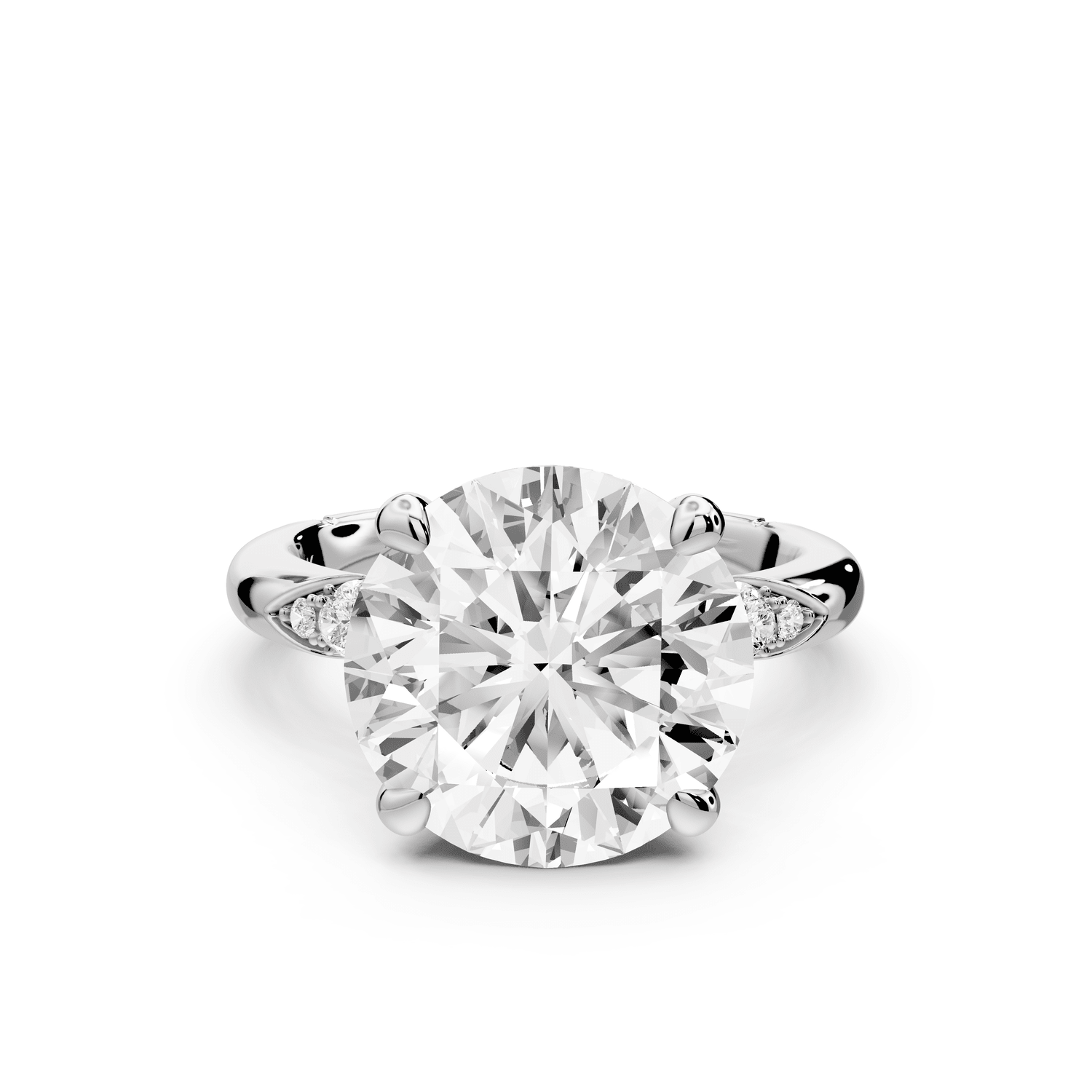Luna - 4ct 18k white gold oval Diamond Crown with Flush - Set Diamond Clusters Engagement Ring - Mr. Alex Jewelry