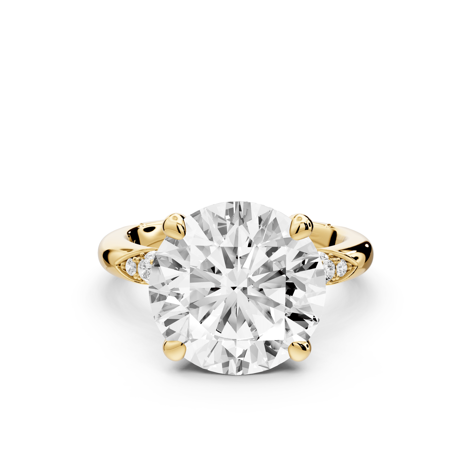 Luna - 4ct 18k yellow gold oval Diamond Crown with Flush - Set Diamond Clusters Engagement Ring - Mr. Alex Jewelry