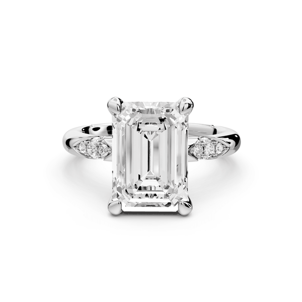 Luna - 4ct platinum emerald Diamond Crown with Flush - Set Diamond Clusters Engagement Ring - Mr. Alex Jewelry