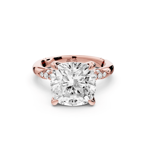 Luna - 5ct 14k rose gold cushion Diamond Crown with Flush - Set Diamond Clusters Engagement Ring - Mr. Alex Jewelry