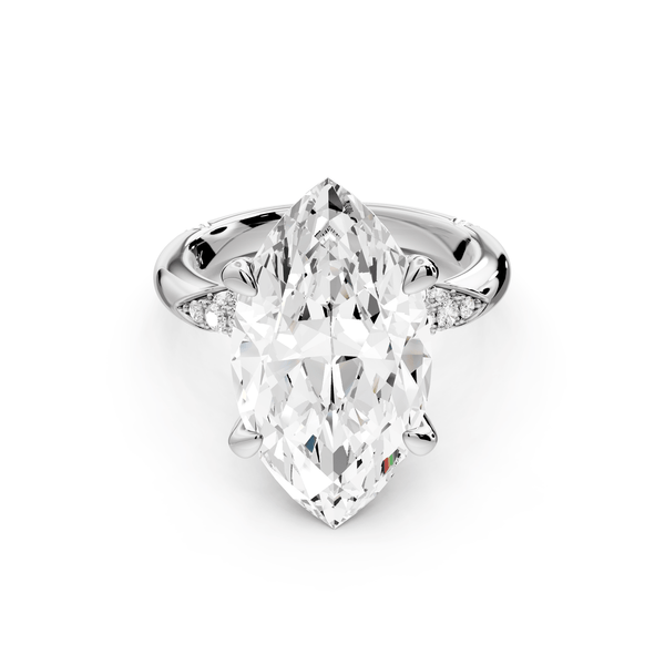 Luna - 5ct 14k white gold marquise Diamond Crown with Flush - Set Diamond Clusters Engagement Ring - Mr. Alex Jewelry