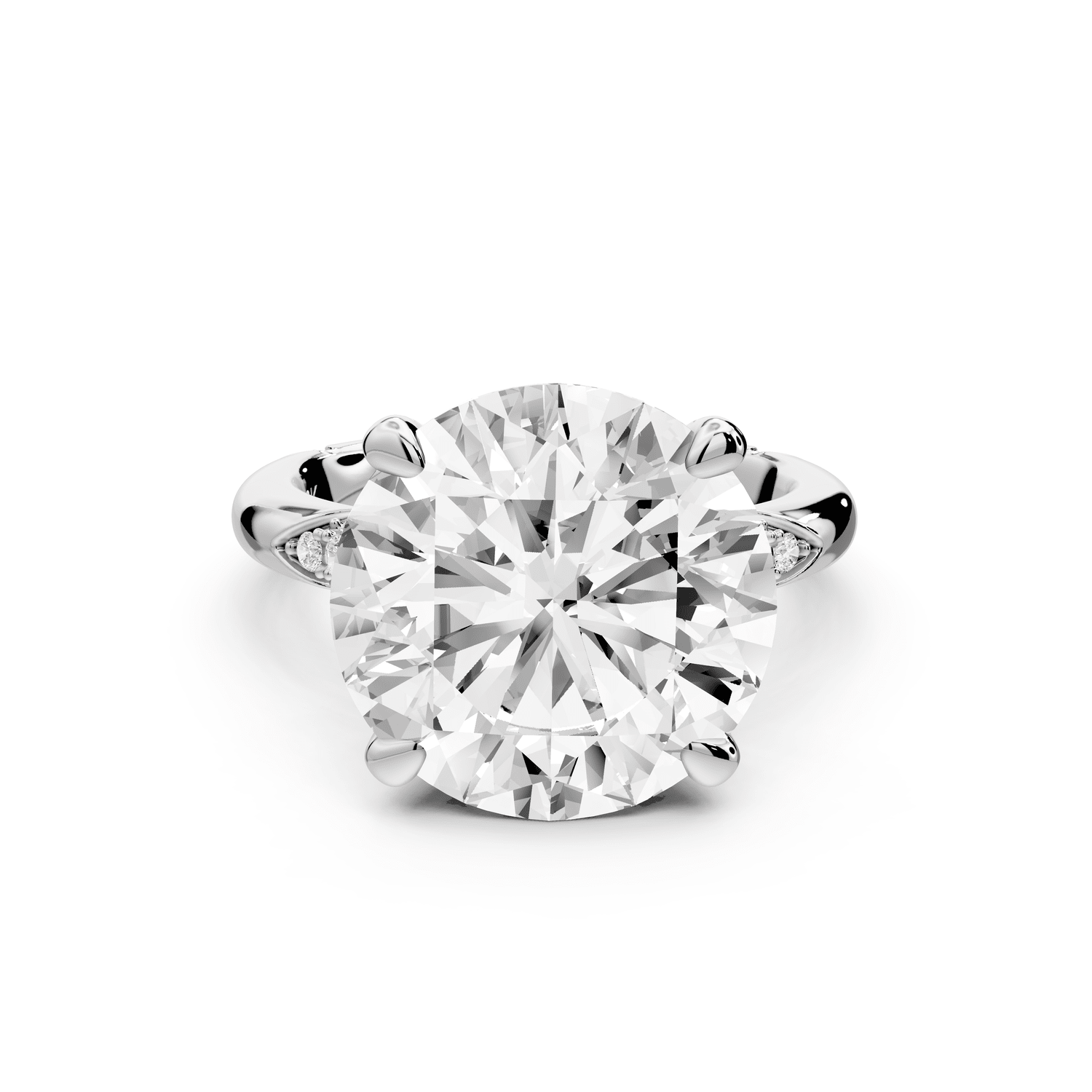 Luna - 5ct 14k white gold round Diamond Crown with Flush - Set Diamond Clusters Engagement Ring - Mr. Alex Jewelry