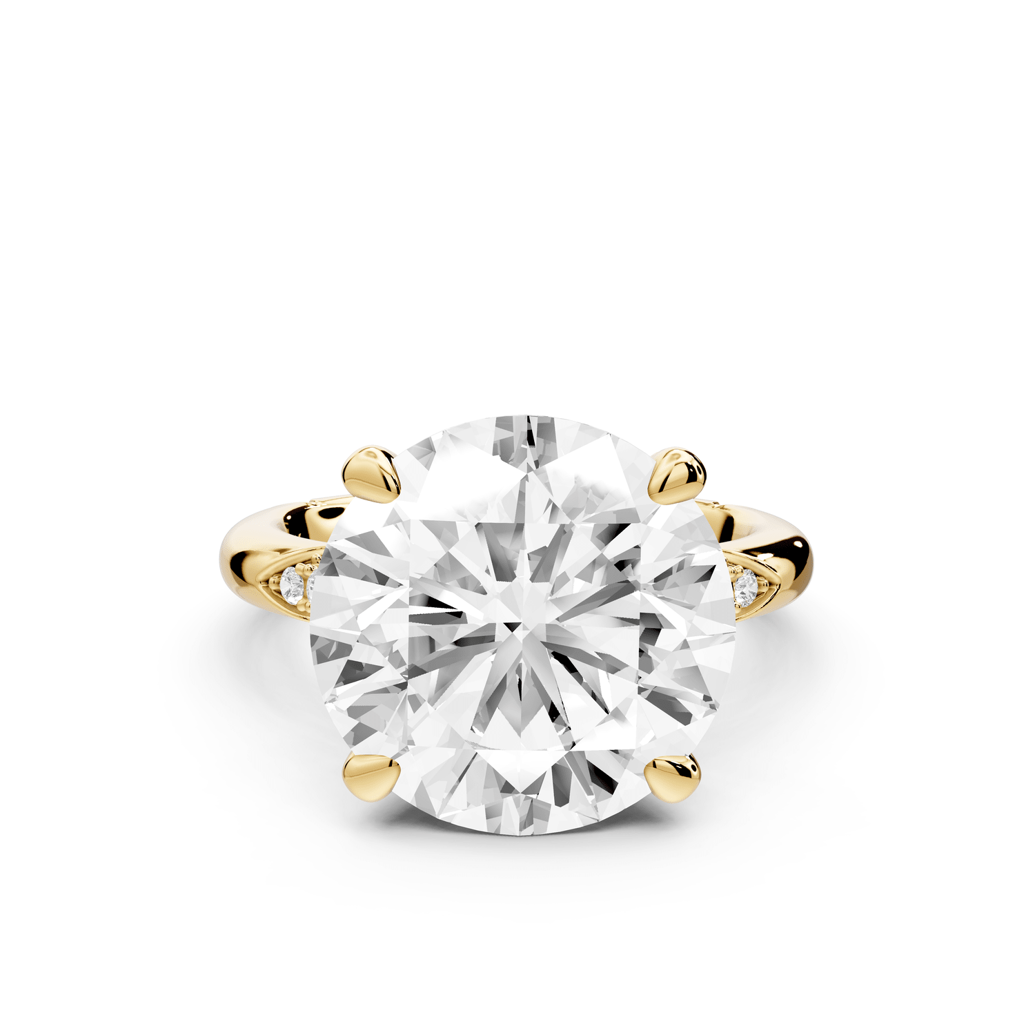 Luna - 5ct 14k yellow gold oval Diamond Crown with Flush - Set Diamond Clusters Engagement Ring - Mr. Alex Jewelry