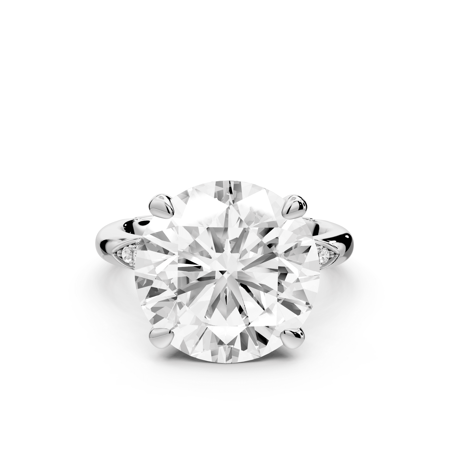 Luna - 5ct 18k white gold oval Diamond Crown with Flush - Set Diamond Clusters Engagement Ring - Mr. Alex Jewelry
