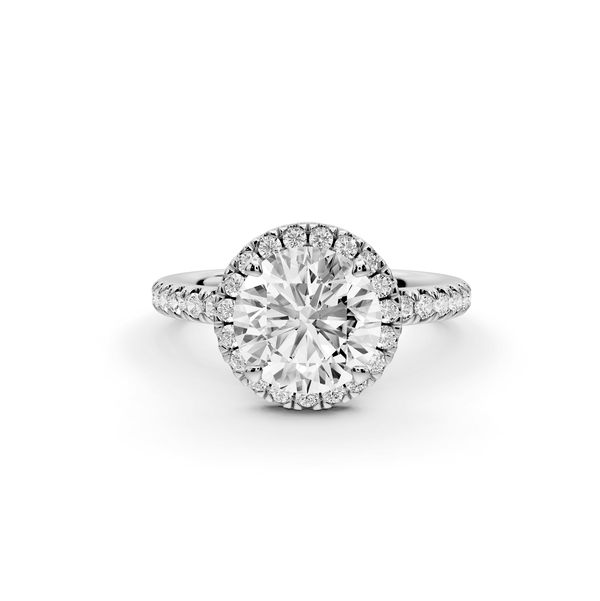 Marina - 2ct platinum round halo pavé half band engagment ring - Mr. Alex Jewelry