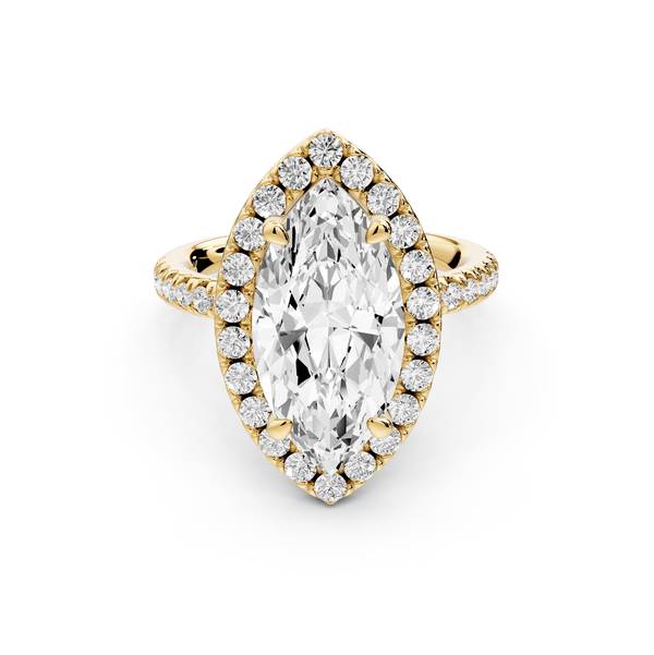 Marina - 3ct 14k yellow gold marquise halo pavé half band engagement ring - Mr. Alex Jewelry