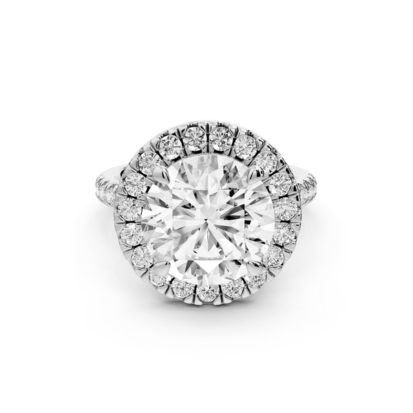 Marina - 3ct platinum round halo pavé half band engagment ring - Mr. Alex Jewelry