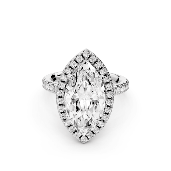 Marina - 4ct 14k white gold marquise halo pavé half band engagement ring - Mr. Alex Jewelry
