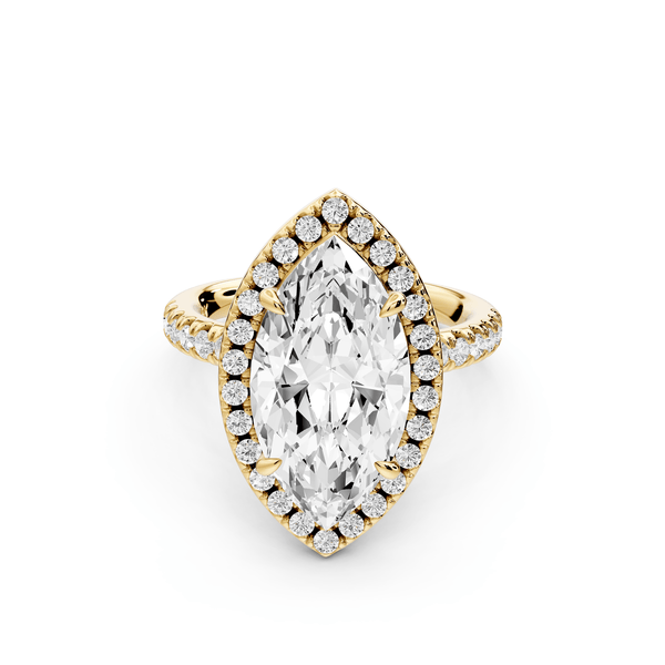 Marina - 4ct 14k yellow gold marquise halo pavé half band engagement ring - Mr. Alex Jewelry