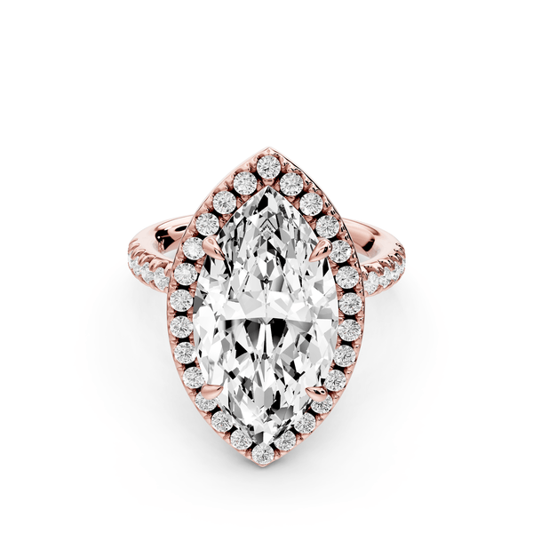 Marina - 5ct 14k rose gold marquise halo pavé half band engagement ring - Mr. Alex Jewelry